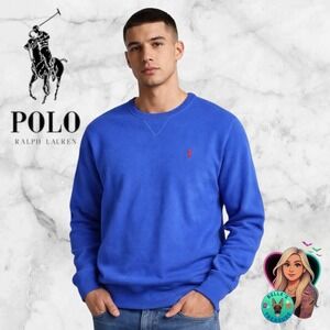Polo Ralph Lauren Mens XL Blue Crewneck Sweater Soft Tight Knit Collegiate Ivy